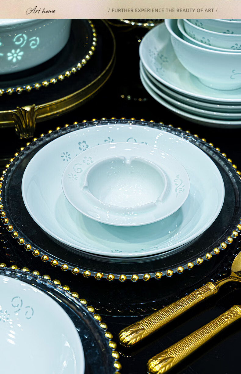 Yunzhihe Porcelain Dinnerware Set, Jingdezhen Exquisite High-End Tableware, Complete Set Including Plates, Bowls, And Chopsticks, Perfect Wedding Or Housewarming Gift 1