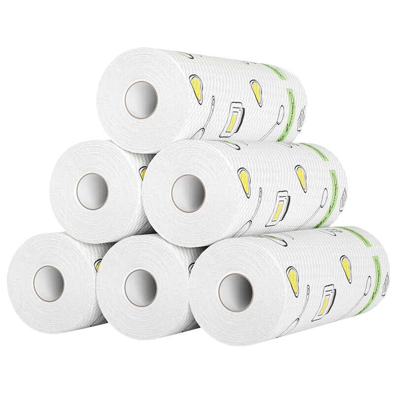 JUQI Disposable Lazy Cleaning Cloth, 20*25CM*6 Rolls, 300 Sheets, Kitchen Paper Towel, Wet And Dry Use, Dishwashing Cloth, Extra Large And Thick