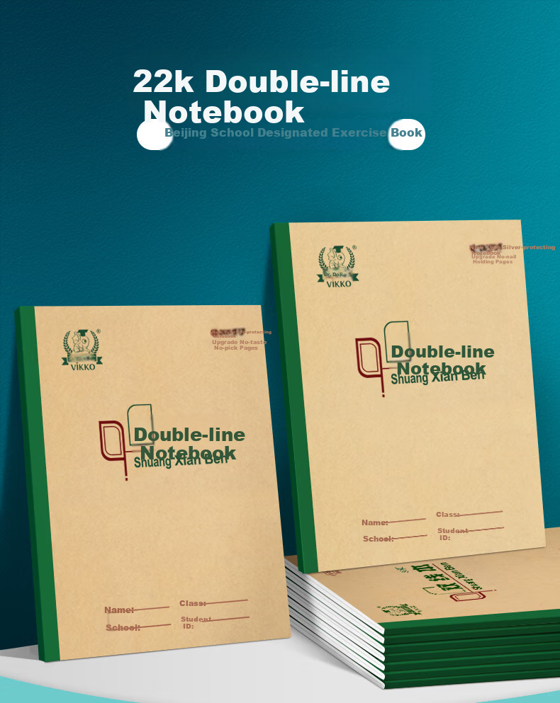 Duoliboshi 22k 30 Sheets Double-Lined Exercise Book, Beijing Homework Notebook, Soft Copy Book, Thick Double-Line Notebook, Two-Row Notebook, Practice Book, Journal, Thickened 10 Books [Lowest Price Online] 2