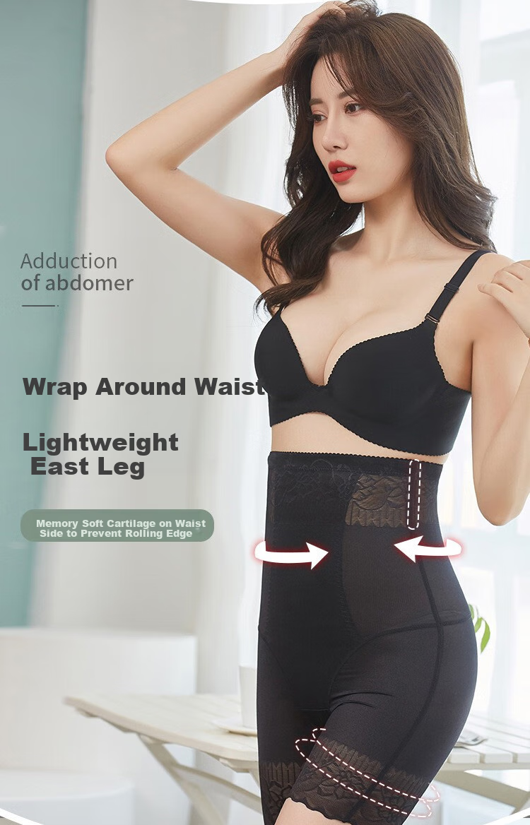 LangSha High-Waisted Tummy Control Shapewear Panties for Women, Postpartum Body Shaping, Waist Cincher, Butt-Lifting, Body Shaping Underwear, Safety Shorts, Black, L 9