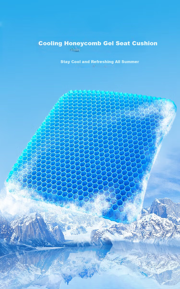 Hujia Honeycomb Gel Seat Cushion, 6.0cm Thickened, 3D Heat Dissipation, Ice Pad Seat Cushion, Thickened Seat Cushio 1