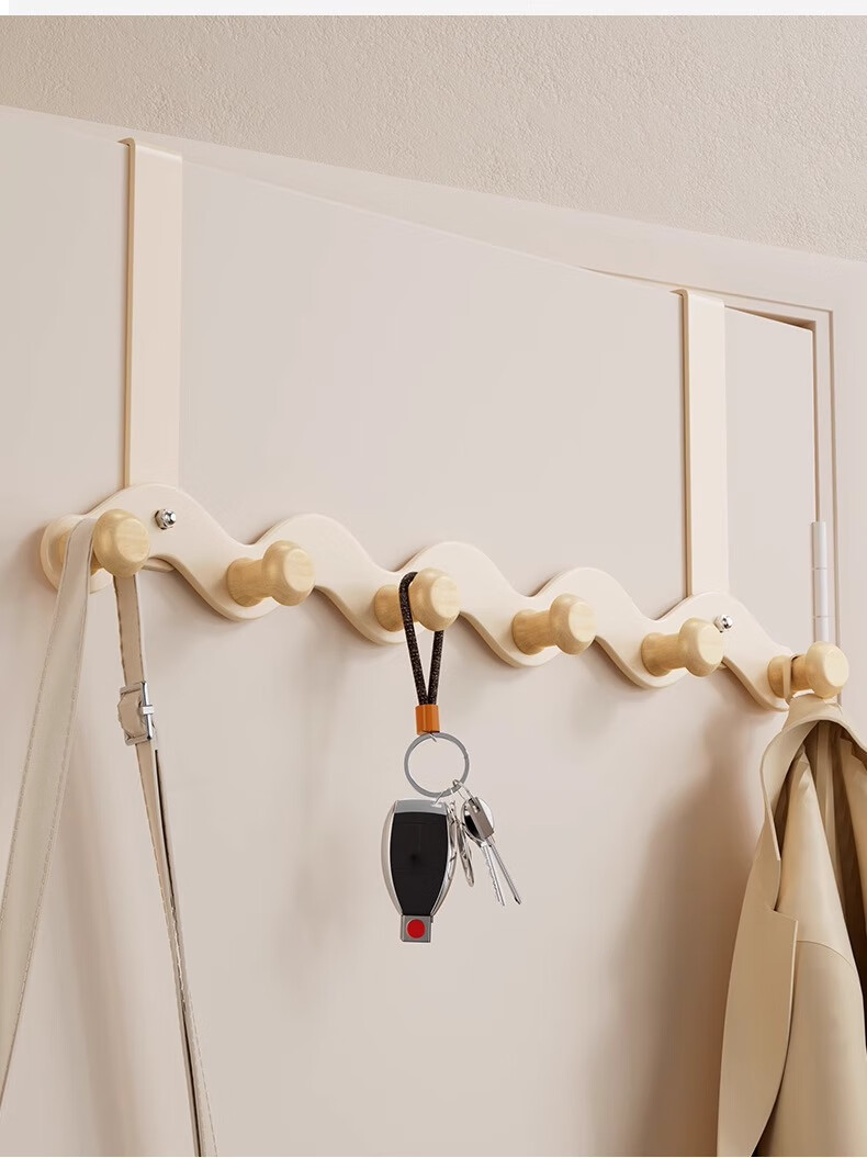 Tiger Mister Over Door Hook Rack No Drilling Bedroom Door Clothes Bag Storage 6 Hooks 2