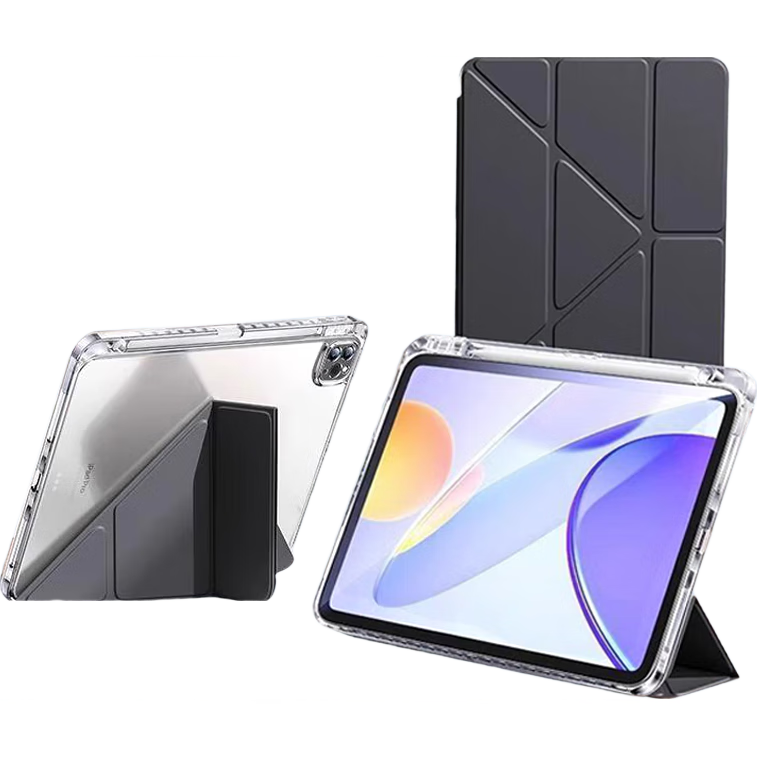 JPLAYER Apple IPad Mini 7/6 Protective Case, 8.3 Inch 2024/21 Mini Y-Shaped Multi-Angle Folding Acrylic with Pencil Slot Tablet Protective Cover, Smart Sleep Black