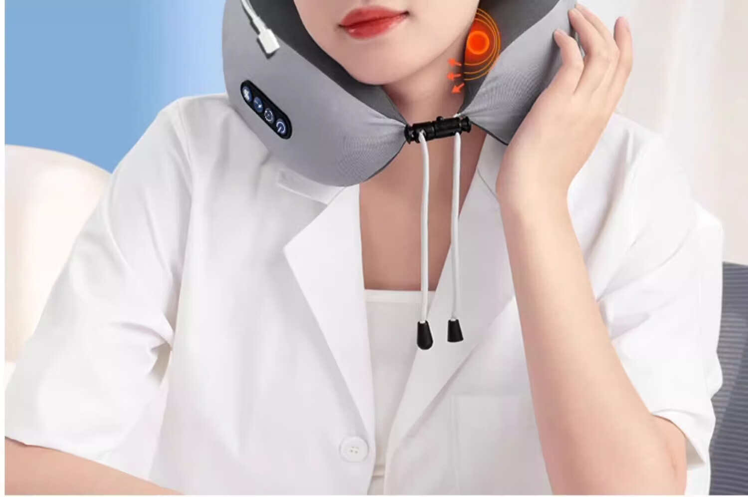 Yuzhaolin Electric Massage U-Shaped Pillow Nap Pillow Travel Neck Pillow Portable for Airplane and High-Speed Rail Neck Support Cushion 6