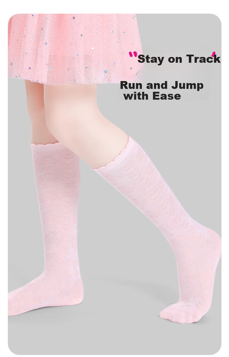 Barbie Children's Mid-Calf Socks, Girls' High Socks for Spring And Autumn, Long Socks for Girls, Student White Versatile Thin Mesh Cotton Socks 7