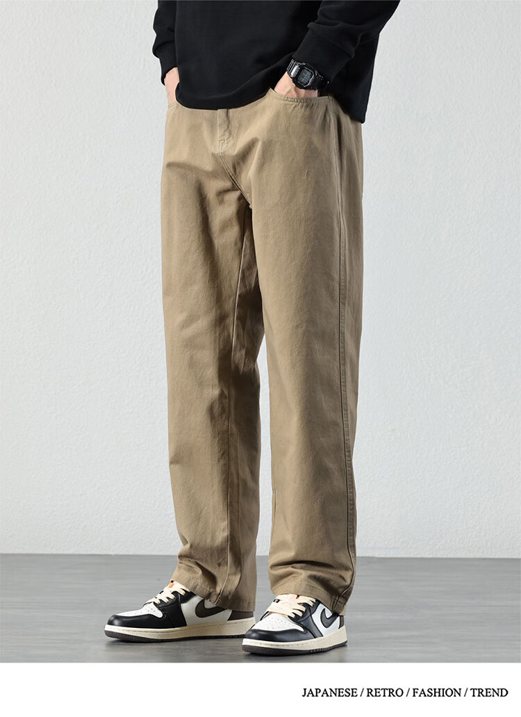 Pierre Cardin Men's Casual Pants Spring Summer Loose Straight Cotton Work Pants Coffee Regular L 10