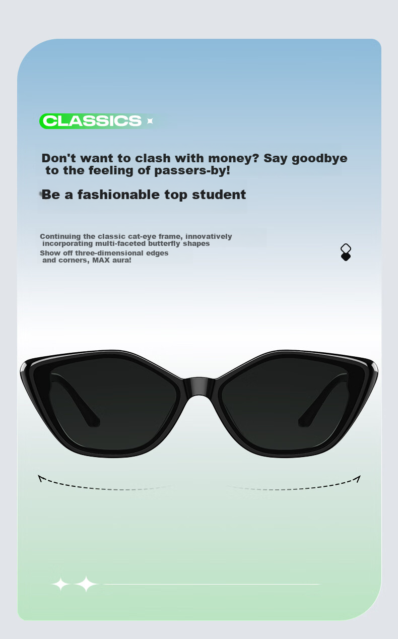 HELEN KELLER Cat Eye Sunglasses for Women, Trendy Butterfly-Shaped Sunglasses, UV Protection for Men's H2705N01 3