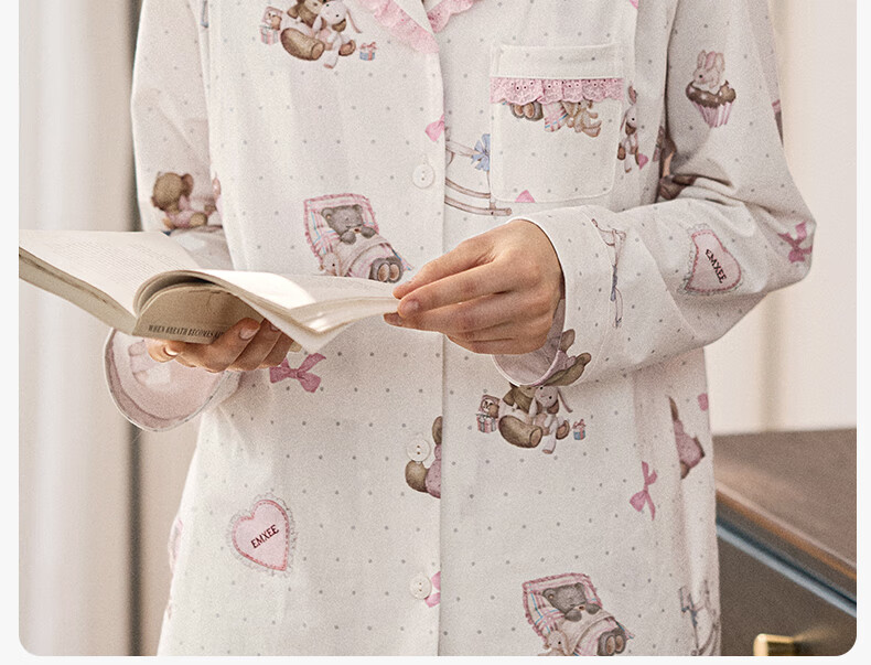 EMXEE Spring Summer Hypoallergenic Breathable Pure Cotton Maternity Nursing Pajamas Postpartum Maternity Homewear Set L 22