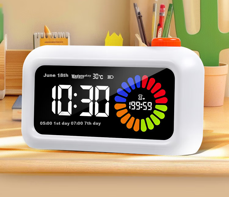 Compas Student Color Screen Visual Timer Alarm Clock, Children's Time Management Tool, Countdown Self-Discipline Reminder, Exam And Postgraduate Entrance Exam Timer, 4-Color Zoned Stationery, White Birthday Children's Day Gift 2