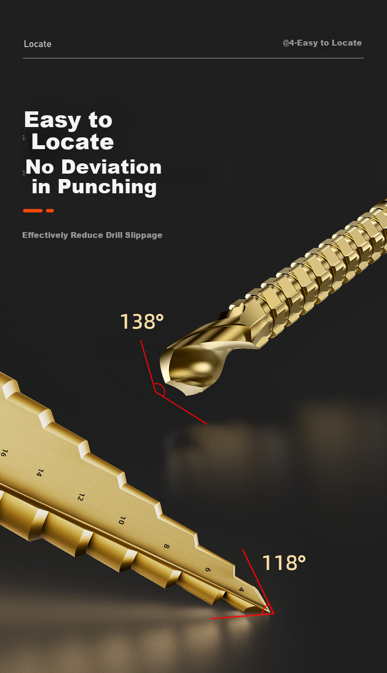 HUHAO Pagoda Drill Bit, Metal Stainless Steel High Hardness Hole Opener, Specialized Drill for Iron Opening, Hole Enlarger, Drilling Tower-Shaped Step Drill 8