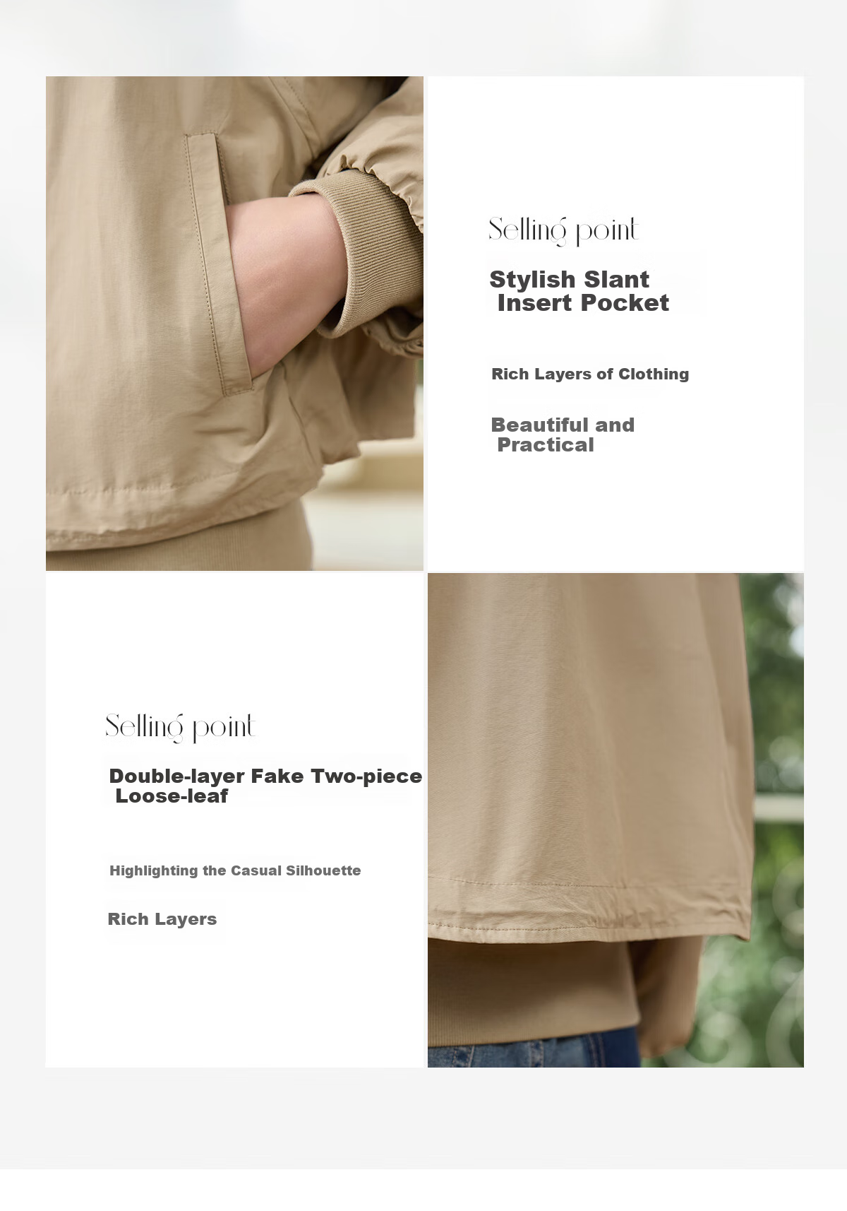 Taxiang Casual Jacket for Women, Spring And Autumn Workwear Style Hooded Faux Two-Piece Short Coat, Petite Cardigan Top for Women T51D022 7