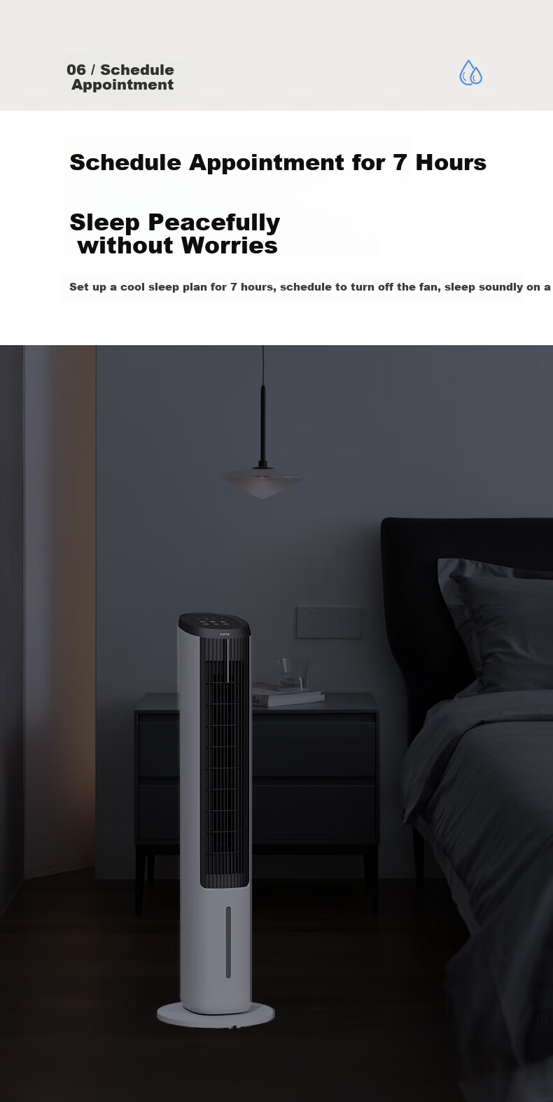 SUPOR Home Air Cooler with Humidification, Smart Voice Control, Negative Ion Purification, Floor-Standing Cold Air Machine, Water-Cooled Tower Fan, Cooling Mini Air Conditioner EFD-403A 9