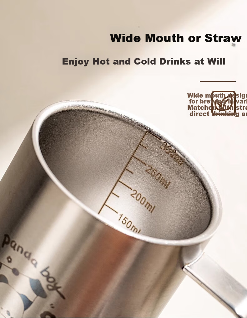 Onlycook 316 Stainless Steel Cup Water Cup Children's Baby Sippy Cup Milk Cup Breakfast Cup No Lid Panda 300ml 3