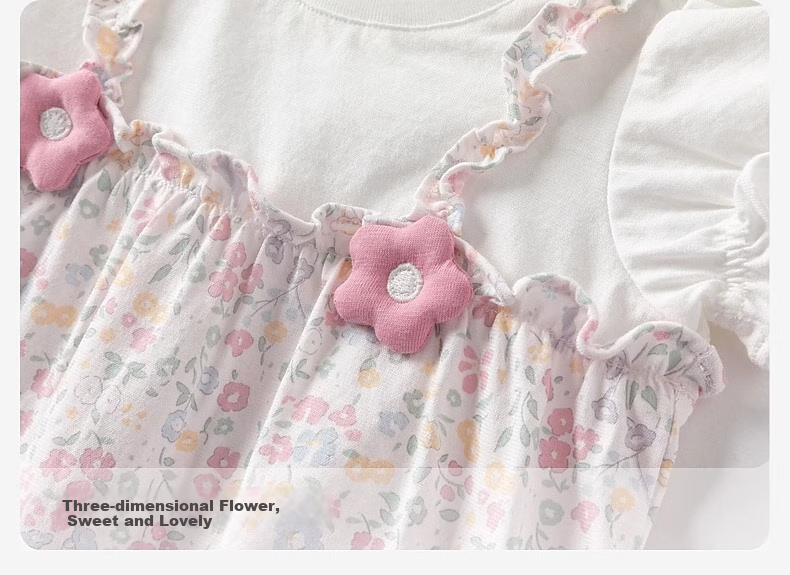 DAVE & BELLA Newborn Romper Summer Outfit, New Baby Girl Thin Cotton Floral Knit Onesie 4