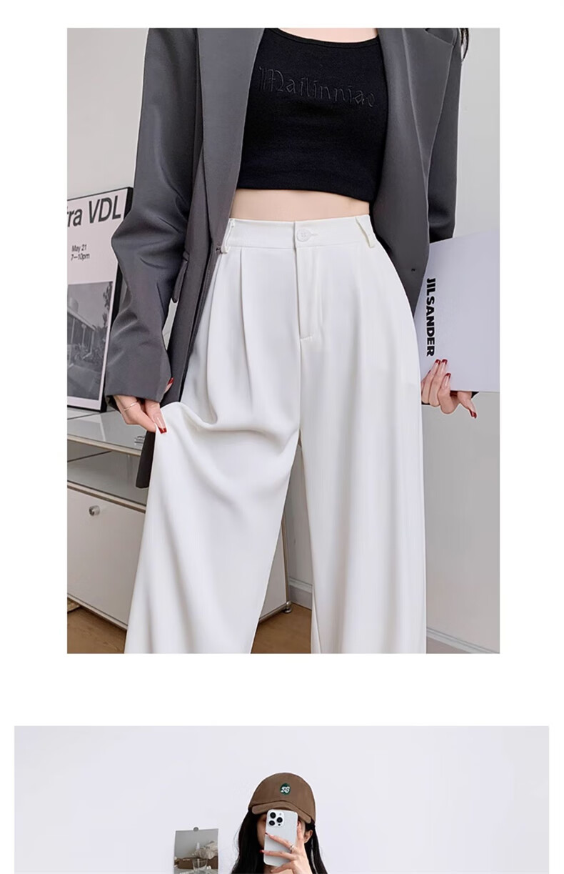Langsha Women's Suit Pants 2026 New High-Waist Straight-Leg Slim Fit Lightweight Wide-Leg Trousers for Office Commuting 22