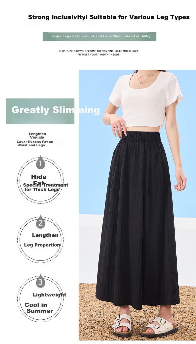 Ziyouxi Women's Midi Skirt, 2026 New Summer Thin Style, High-Waisted A-Line Slimming Umbrella Skirt, Pleated Long Skirt, Petite Yamamoto Skirt 5