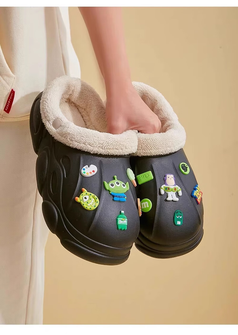 GUOLUOFEI Kids Cotton Slippers Indoor Home Autumn Winter Plush Waterproof Cotton Shoes for Boys and Girls, Brown, Size 35-36 11