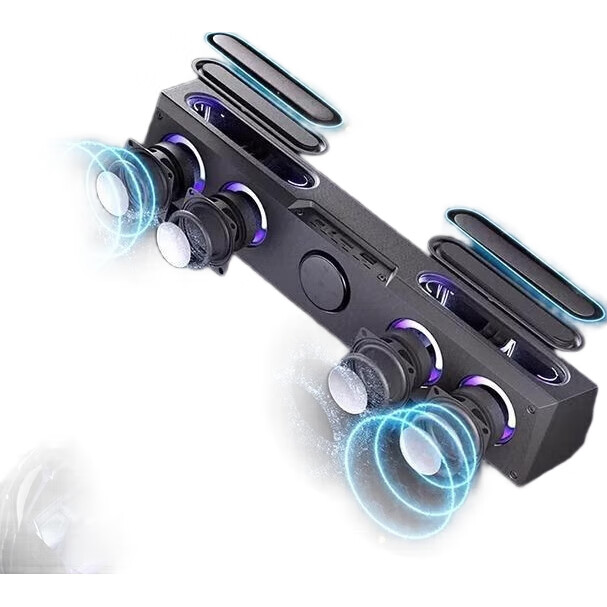 Акустическая система Soaiy SH18 Bluetooth, саундбар для компьютера, игровая акустика для ПК, черная версия с часами и подсветкой