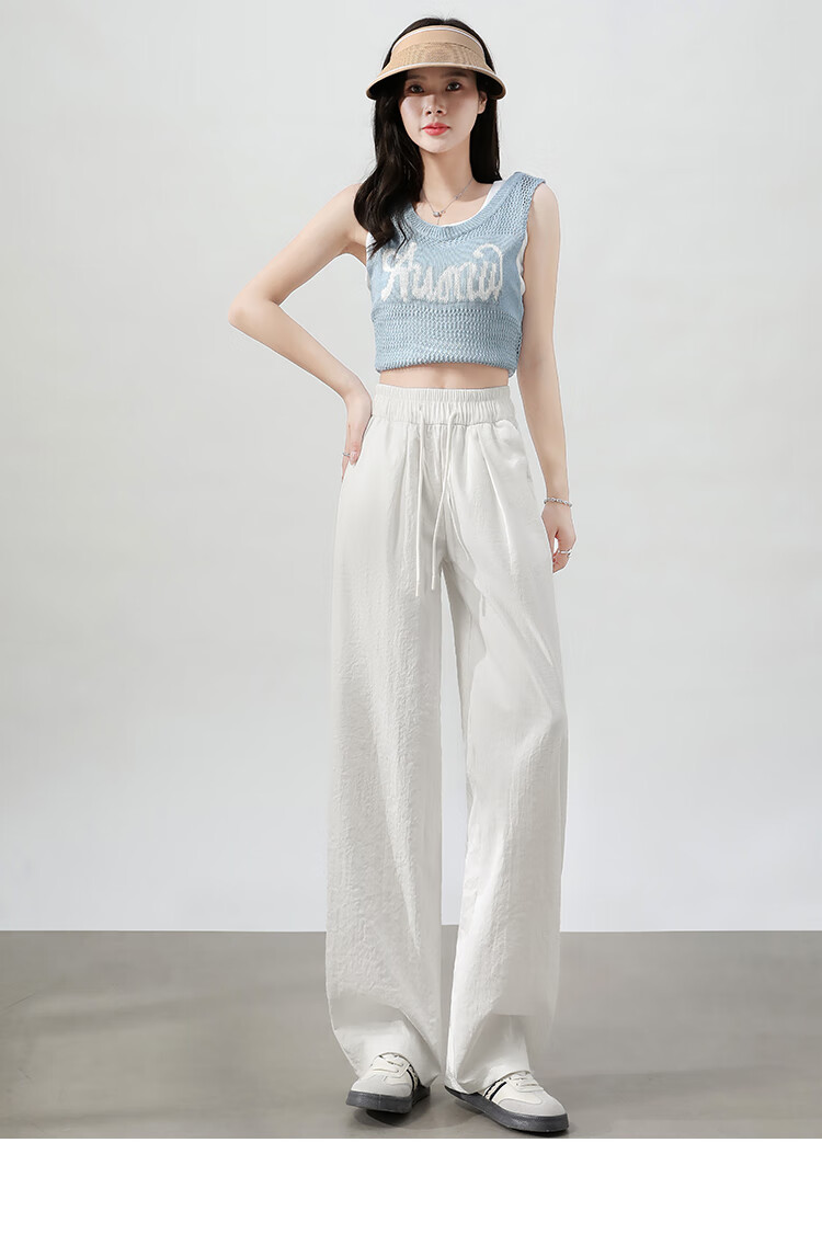 Ziyouxi Wide-Leg Pants for Women, Summer Lightweight 2026 New Style, High-Waisted Slimming Loose Draping Dopamine Straight Casual Trousers 15