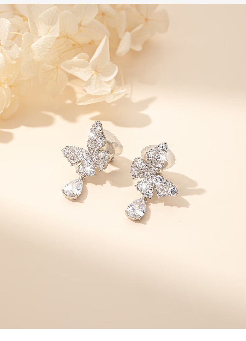 Qlady New Year Butterfly Clip-On Earrings for Women No Piercing Luxury Niche Autumn Winter Jewelry 2026 Drop Earrings Gift 12