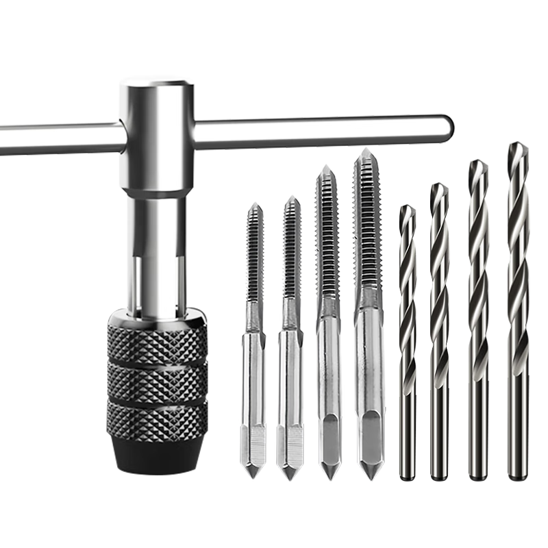Huang Xiaochao 9-Piece Tap Set Ratchet Wrench Threading Tool Kit with Drill Bits and Hand Tap Tool