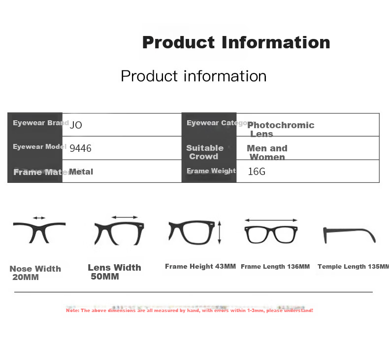 Jimmy Orange Anti-Blue Light Radiation Glasses for Men And Women, Office Photochromic Browline Gaming Protective Outdoor Non-Prescription Eyeglass Frames 9