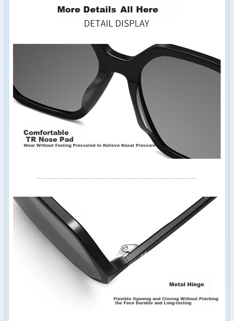 LOHO Nylon Polarized Sunglasses for Women, Black Frame Sunglasses, Face-Slimming Effect, High Definition Driving Glasses for Men LH013616, Black + Single Gray Lens, Black + Single Gray Lens 10