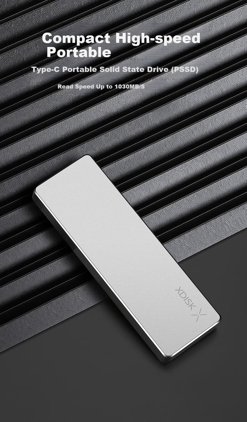 Xiaopan (XDISK) 1TB USB3.2 Portable Solid State Drive (PSSD), M Series, Type-C, Silver, NVMe Protocol, Ultra-Thin Portable, Direct Phone Connection, Compatible with MAC 2