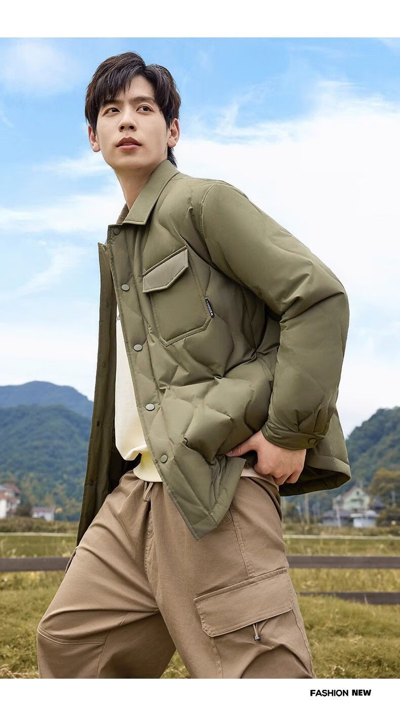 YAYA Men's Shirt Collar Down Jacket Winter 2025 Fashion Warm Lightweight Unisex Outdoor Casual Coat 17