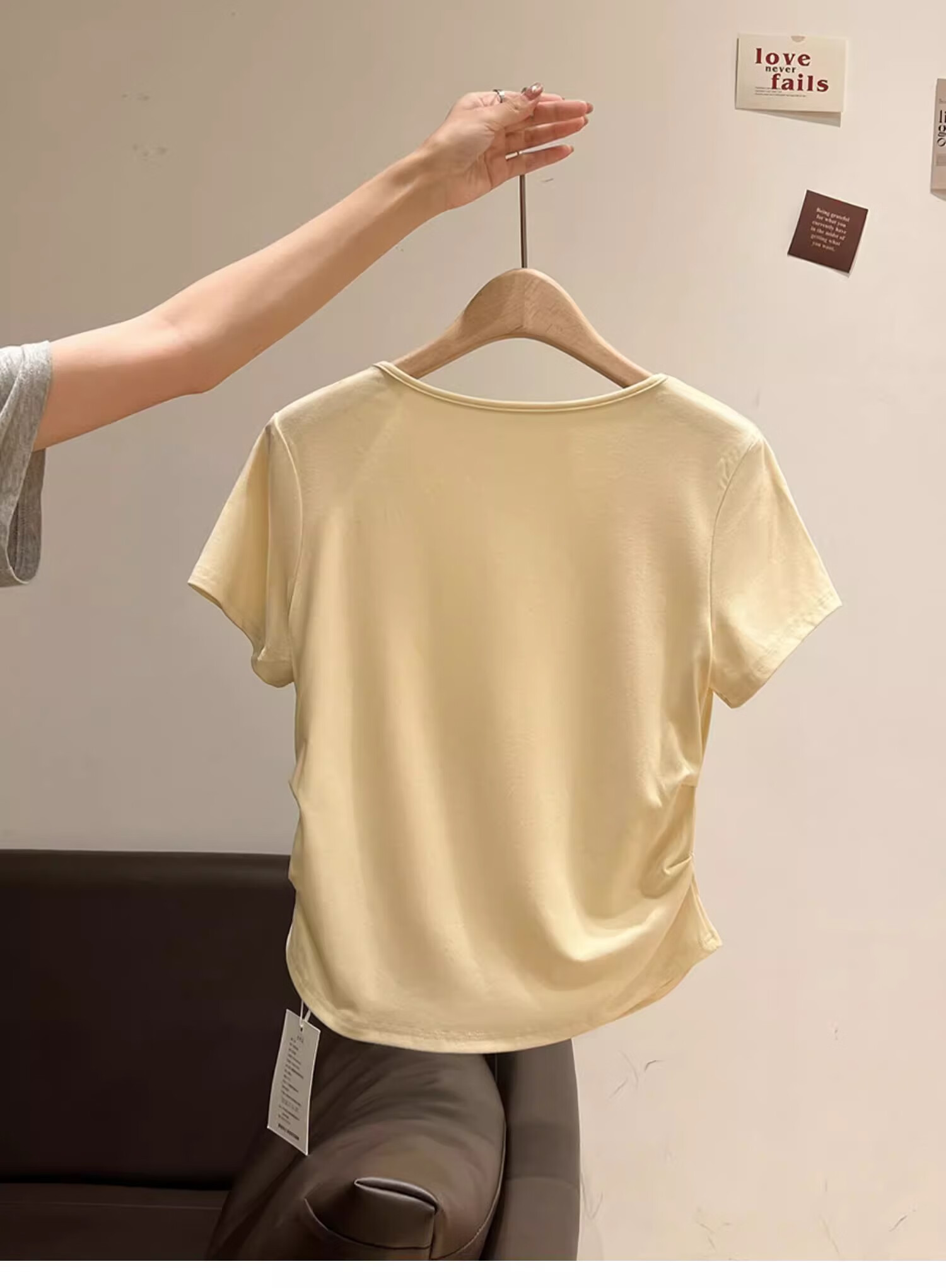 Woodpecker Women's Loose Fit Short Sleeve T-Shirt Summer New V-Neck Ruffled Waist Slim Crop Top White 2XL 8