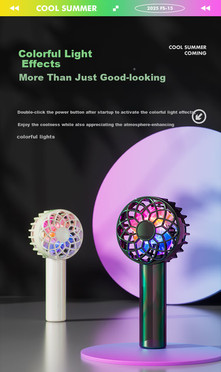 Newmine Handheld Mini Fan, Portable Mini Fan with 13-Hour Long Battery Life, Quiet Operation, Colorful Light, Desktop Cooling Fan, Dazzling Blue And Cya 13