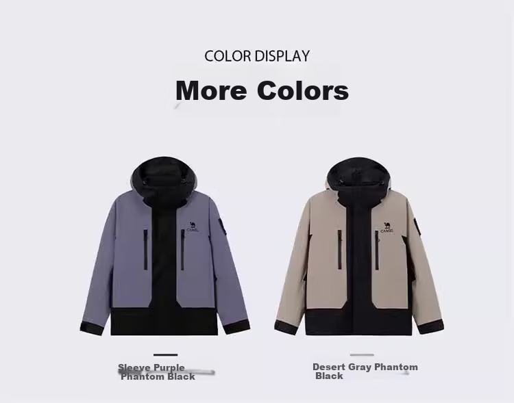CAMEL Women's Three-In Jacket, Unisex Couple's Purple Coat, Windproof And Waterproof Mountaineering Clothing A34CA45694 7