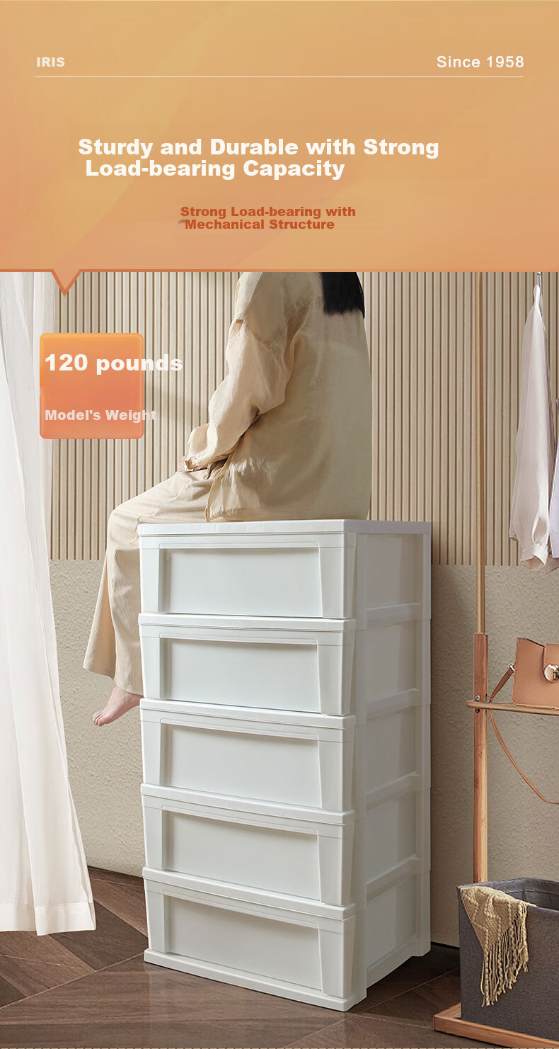 IRIS Storage Cabinet with Drawers, Children's Wardrobe, Miscellaneous Storage Cabinet, Transparent Storage Box, Simple Cabinet with 53CM Face Width, 4 Layers 6