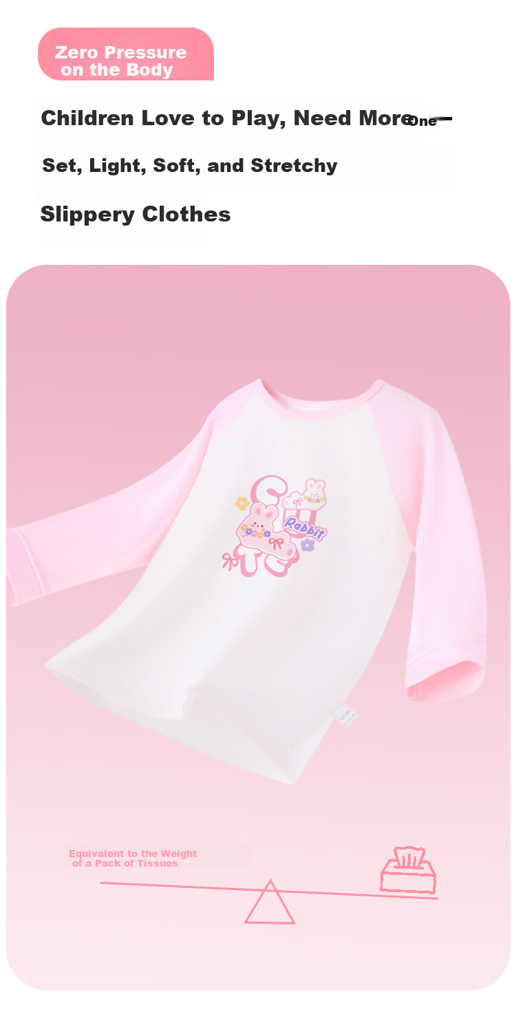 DEESHA [95% Cloud-Feel Cotton] Children's Pajamas, Girls' Spring And Summer Long-Sleeve Home Wear Set, Girls' Round Neck Air Conditioning Clothes 3