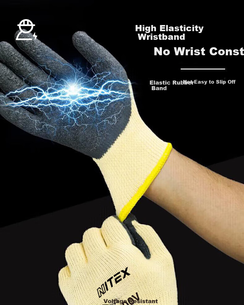 SHENGLI NITEX® 10KV High-Voltage Insulation Gloves, Electrician Live-Working, GB/T 17622-2008 Level 1 Electric Shock Protection, Maximum Operating Voltage 3000V, GR10KV, 1 Pair 5