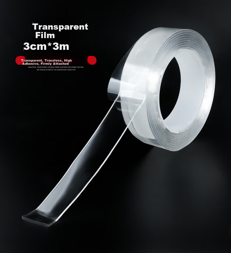 Siyicai Transparent Nano Double-Sided Tape, Strong Adhesive, Double-Sided Sticker, Nano Tape, Invisible Adhesive, Wall And Socket Sticker, Magic Tape, 3cm Wide * 3m Long * 2mm Thickened, 1 Roll 8