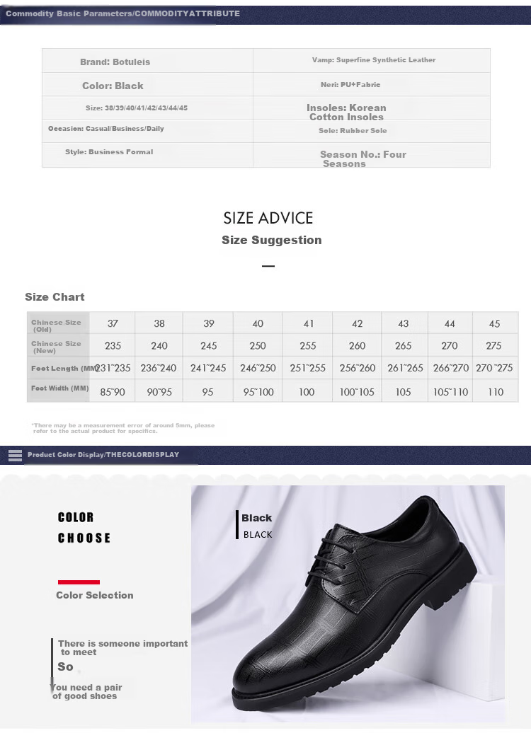 Poitulas Men's Lace-Up Business Casual Shoes, Comfortable Versatile Formal Shoes, Trendy Wedding Shoes for Men, 6888 Black, Size 42 2
