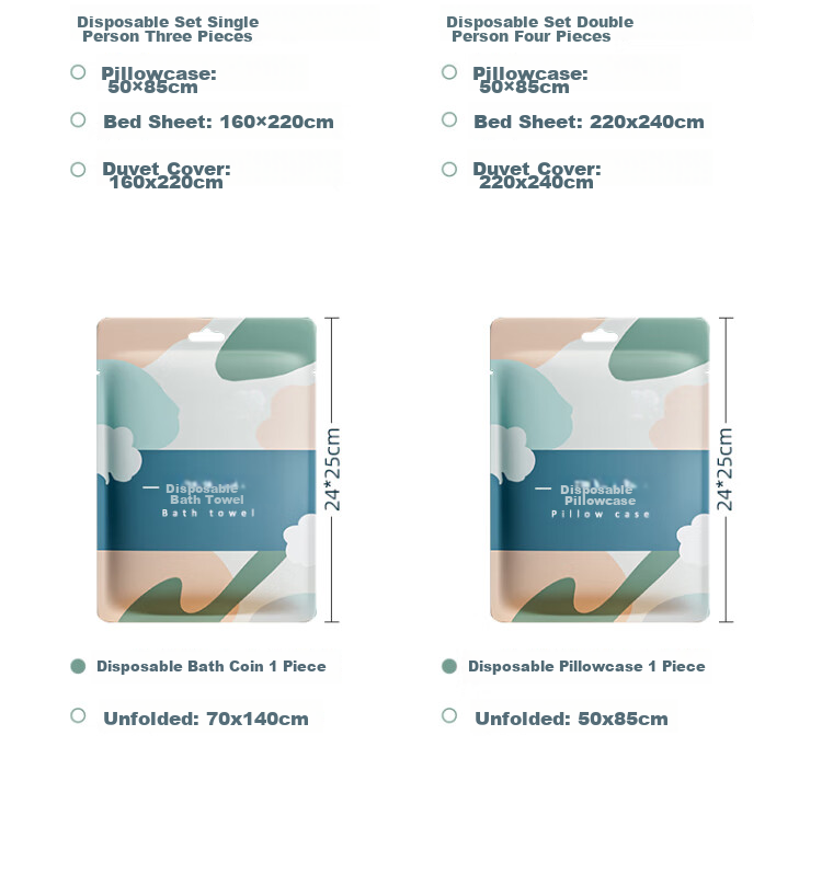 EWPLORE WASP Disposable Four-Piece Set: Disposable Bedsheet, Duvet Cover, Pillowcases, Thickened Travel Hotel Guesthouse Hygiene Barrier And Sterilizatio 18