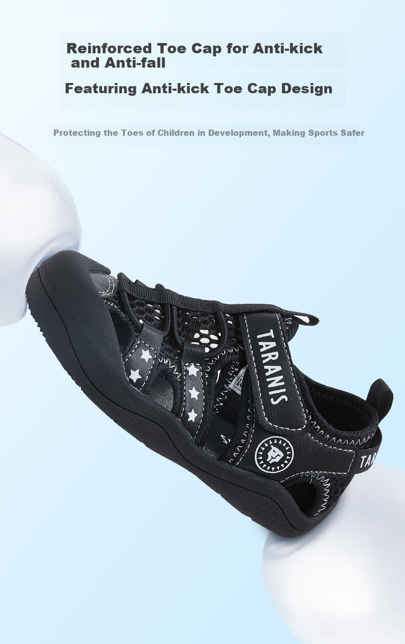 TARANIS Children's Shoes, Summer Style Boys' Non-Slip Soft-Soled Sandals, Breathable Quick-Drying Water Shoes for Stream Trekking, Sports Shoes, Black, Size 25 6