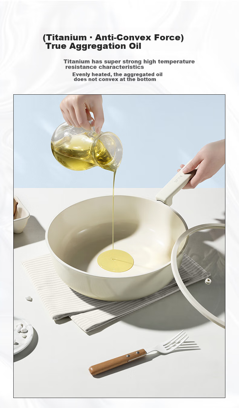 CaROTE Non-Stick Wok, Household Titanium Ceramic Lightweight Flat-Bottom Pan, Suitable for Induction And Gas Stoves, Cooking Pa 8