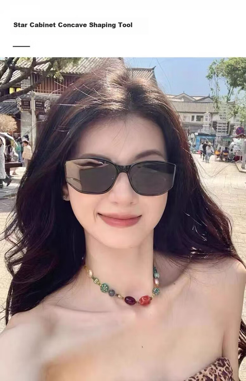 AMORAYS Retro Cat Eye Sunglasses for Women, New High-End Style, Sun Protection, Face-Slimming, Face-Shaping, Black Sunglasses for Wome 3