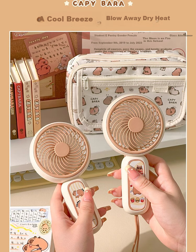 Sannianerban Cute Handheld Fan, Rechargeable, Quiet, Portable for Students, Office Use, Bathroom Fan, Dorm Desk Fan, Bedside Handheld Electric Fan for Babies, Blue 4