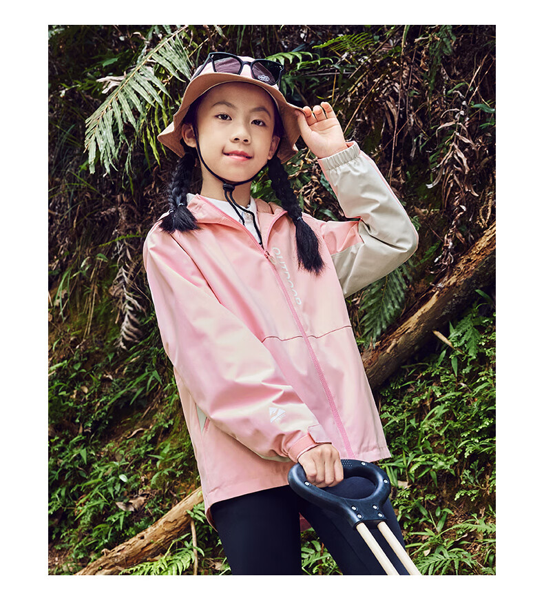 ERKE Kids Girls Hooded Thickened Zipper Windbreaker Jacket Candy Pink 130 16