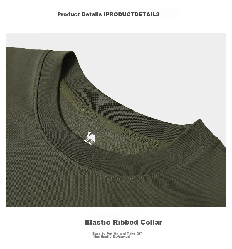 CAMEL Outdoor Quick-Dry T-Shirt for Men And Women, Spring And Summer Fast-Drying Elastic Round Neck Loose Mountain-Style Camping A13BAVV058C 34