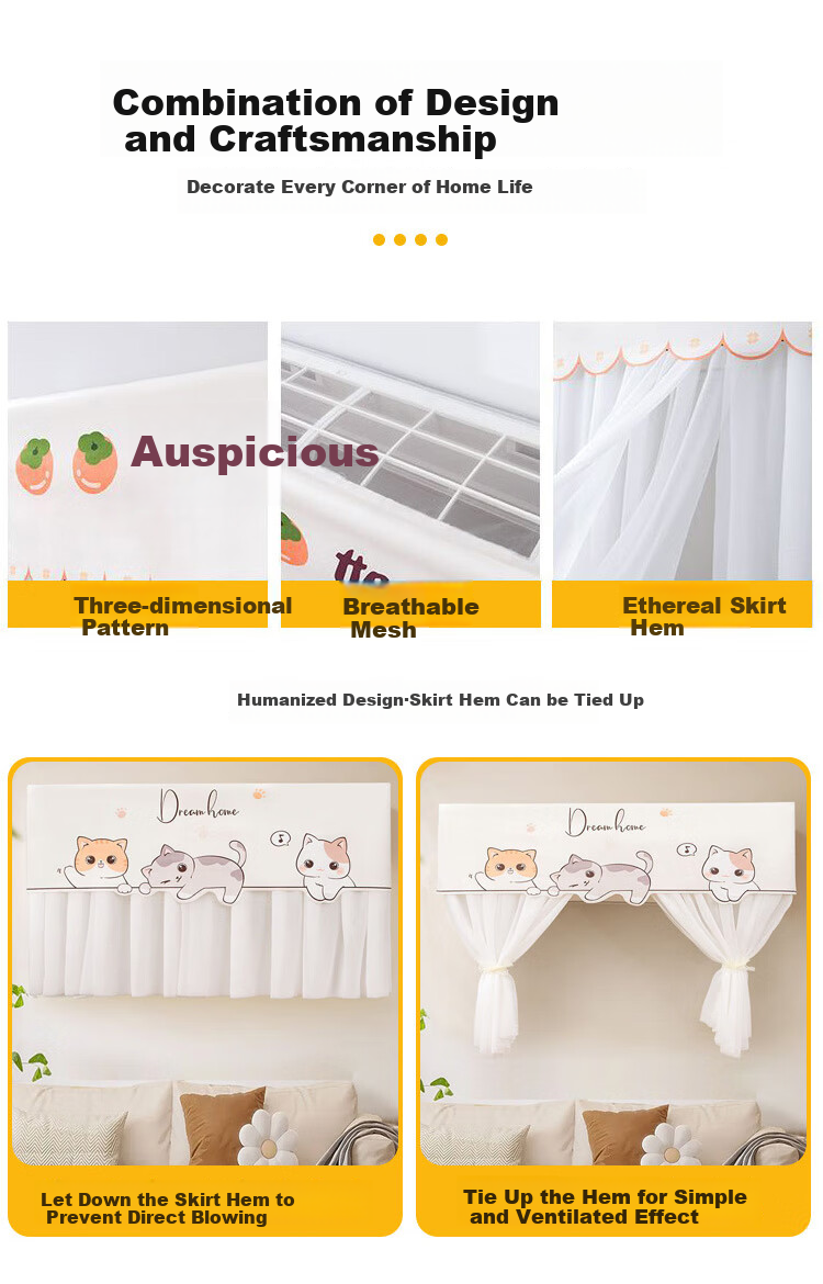 Baoshi Air Conditioner Wind Deflector, Anti-Direct Blowing, Dust Cover, Extended 75cm, Dense Mesh, Polyester 2