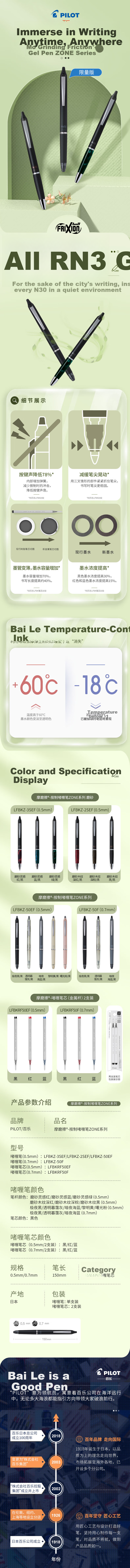 PILOT Erasable Pen Refill, Student Stationery, Office Exam Pen Replacement Core (Metal Rod), LFBKRF50F-2B, 0.7mm, Black, 2-Pack 1