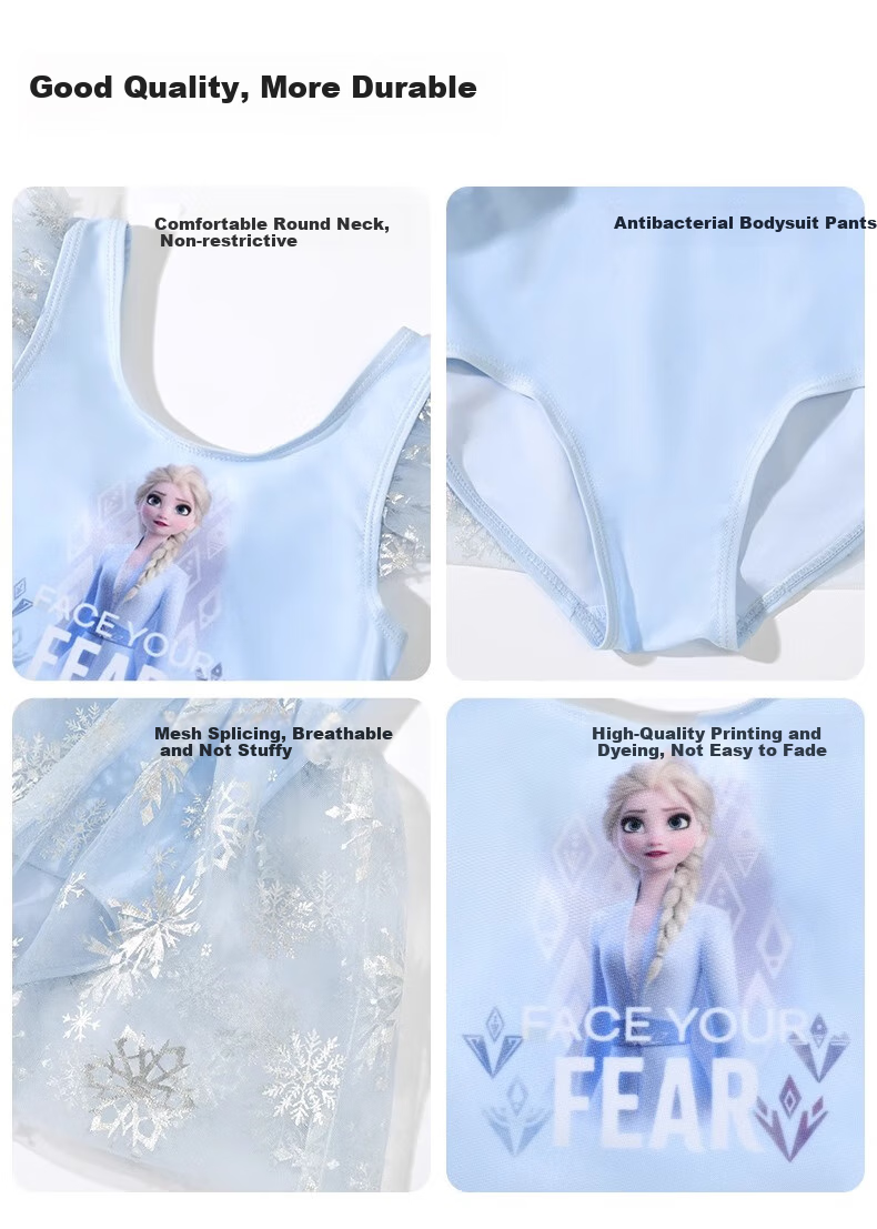 Dishini Girls' One-Piece Swimsuit for Children, Toddlers And Young Girls Aged 3-6, Hot Spring Swimwear D35049 Ice Blue 110 6