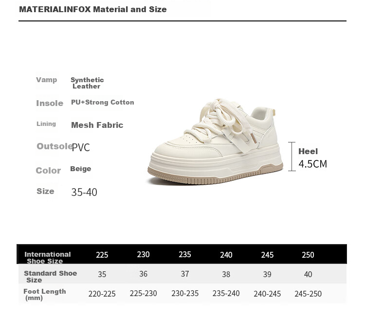 ZHR White Sneakers for Women, Thick-Soled Lightweight Versatile Height-Increasing Casual Shoes, Fashionable Simple Women's Shoes, AB22 Beige, Size 39 4