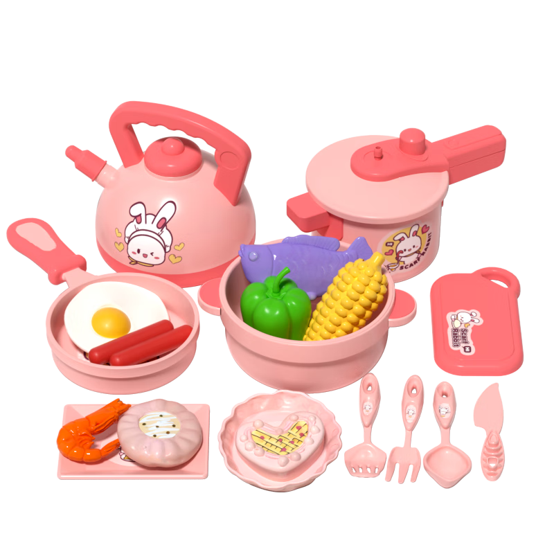 BIG TAYLOR Pretend Kitchen Toy Kids Cooking Playset Role Play Toy for Girls Ages 3-6 Birthday Gift Cutting Fun