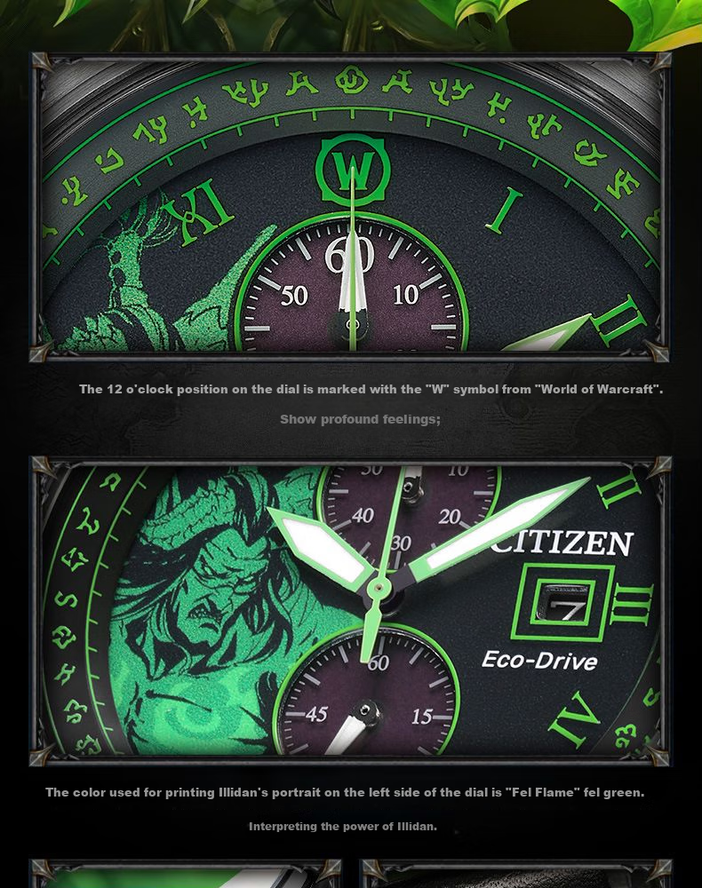 CITIZEN Watch for Men, Japanese And Korean Style, World of Warcraft Ili Dan Model, Eco-Drive Leather Strap, Gift for Boyfriend, CA7075-05E 14